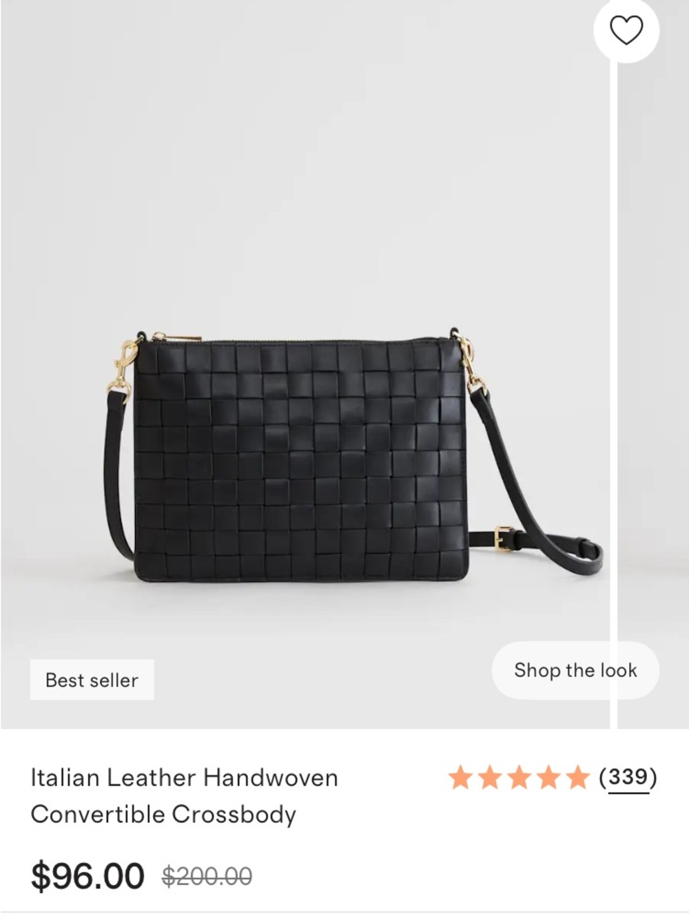 Quince Italian Leather Handwoven Crossbody Black NWOT